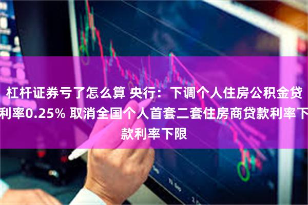 杠杆证券亏了怎么算 央行：下调个人住房公积金贷款利率0.25% 取消全国个人首套二套住房商贷款利率下限